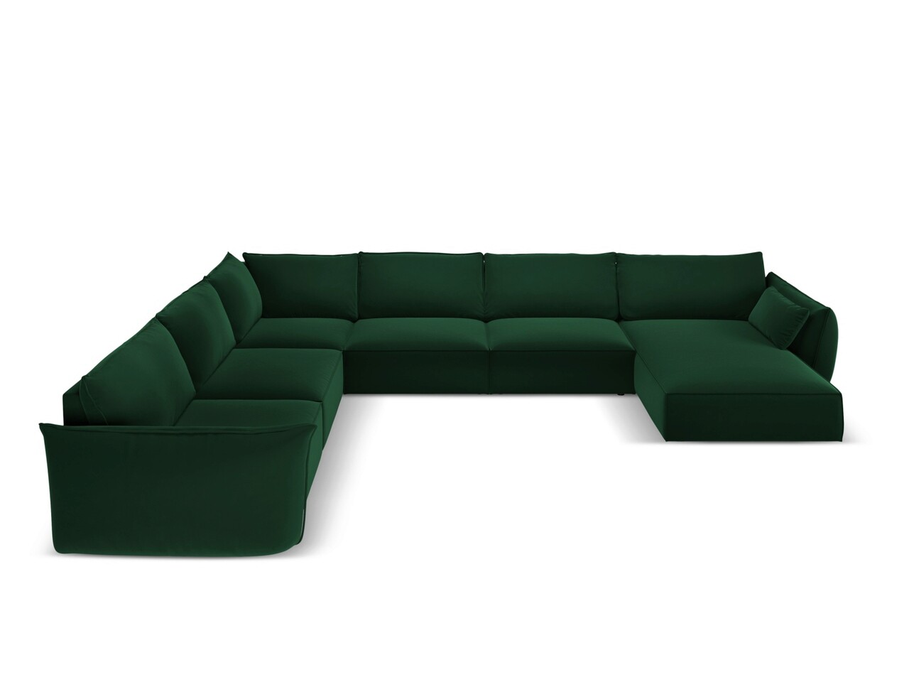 Coltar panoramic stanga 8 locuri, Kaelle, Micadoni Home, BL, 384x284x85 cm, catifea, verde bottle Colțare